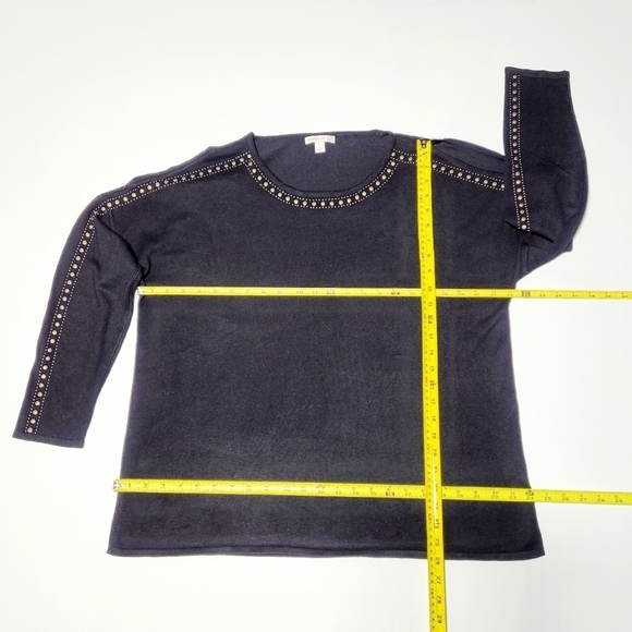 Westport Cold Shoulder Studded Black Knit Pop Over Sweater (XL) - Picture 11 of 11